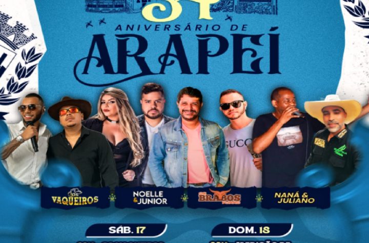 arapei-celebra-34-anos-com-shows-gratuitos-neste-fim-de-semana-veja-horarios-e-programacao-completa
