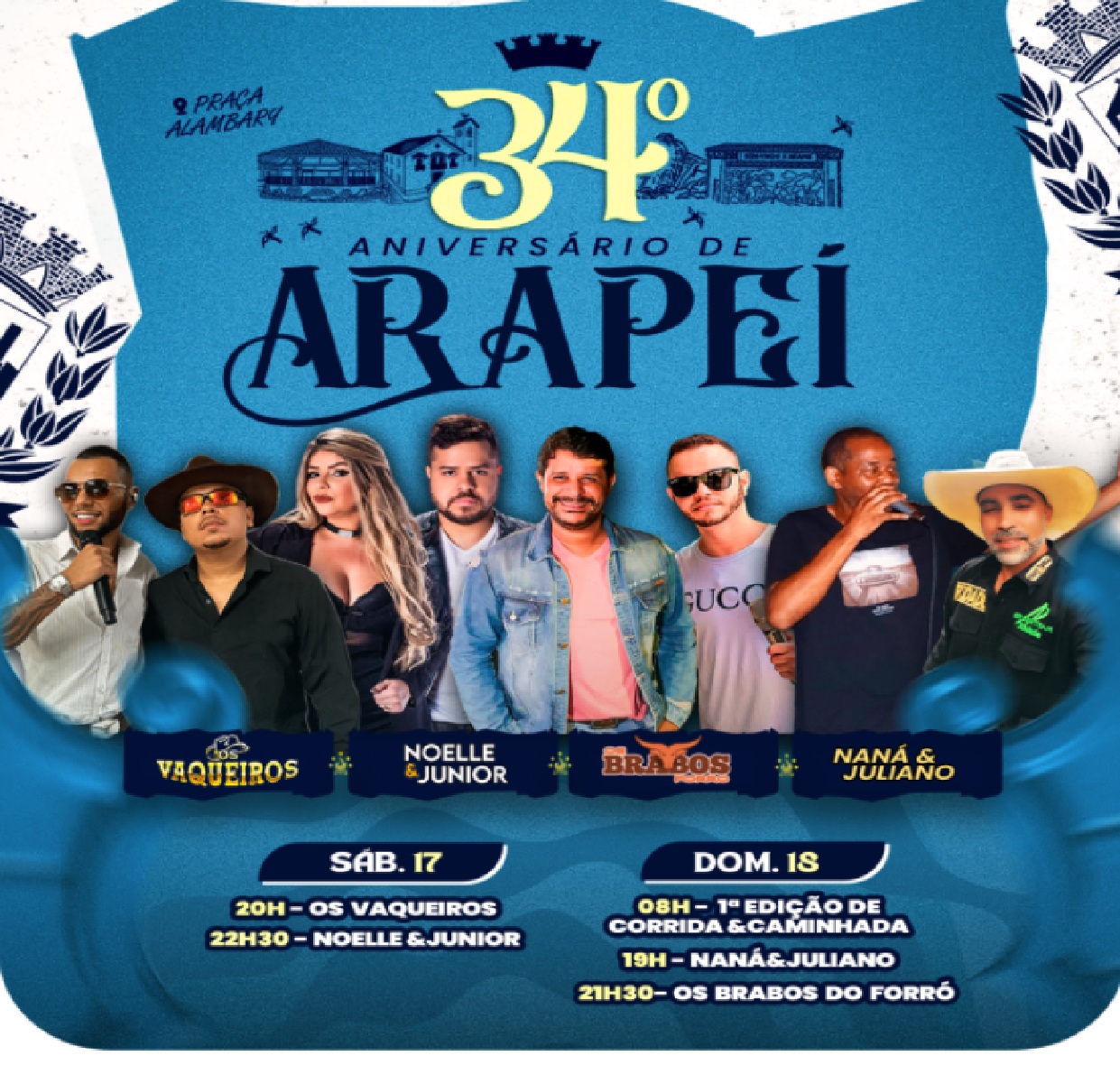 arapei-celebra-34-anos-com-shows-gratuitos-neste-fim-de-semana-veja-horarios-e-programacao-completa