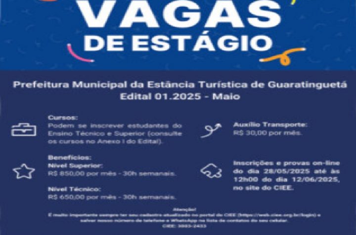 prefeitura-de-guaratingueta-abre-inscricoes-para-estagio-em-niveis-tecnico-e-superior-prazo-vai-ate-12-de-junho