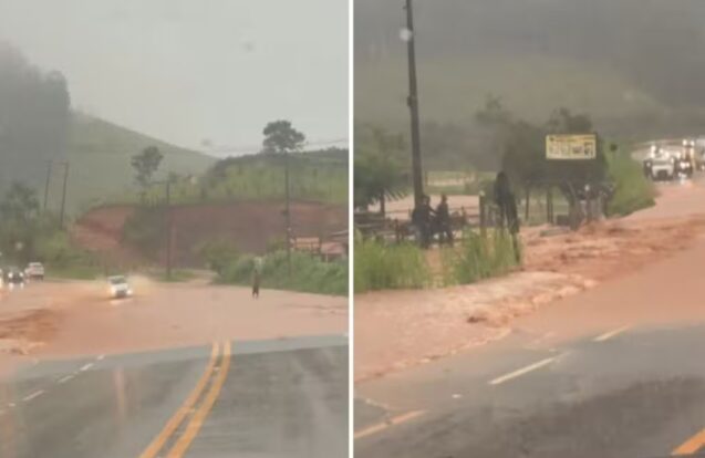 Chuva forte alaga a Rodovia Oswaldo Cruz e causa estragos em Taubaté
