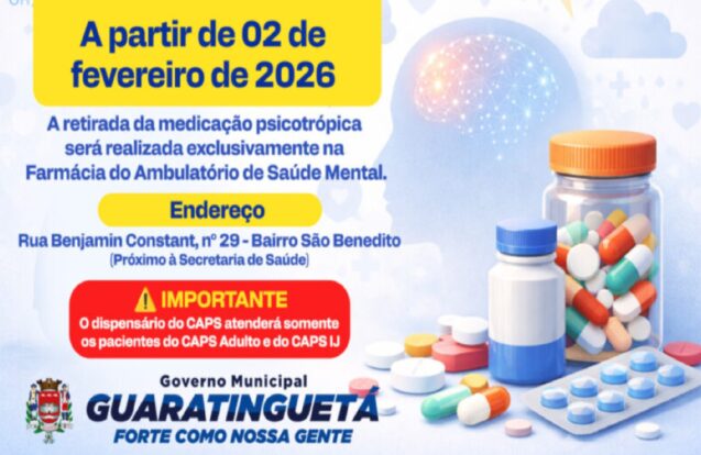 Mudança na retirada de remédios de saúde mental em Guaratinguetá