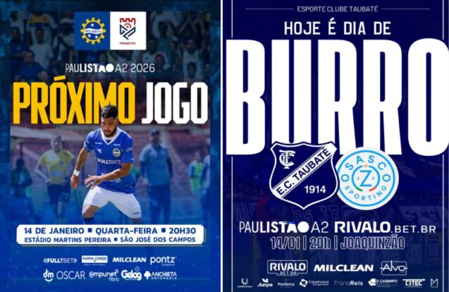 Quarta-feira tem rodada cheia do Paulistão A2 para Taubaté e São José