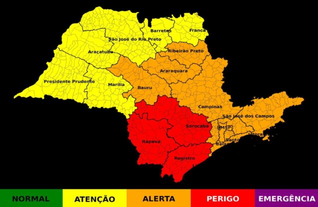 Região do Vale entra em estado de alerta para chuvas fortes nesta sexta