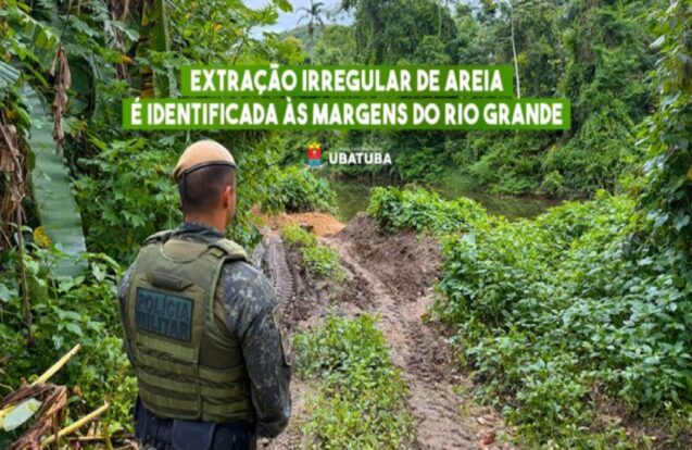 Extração irregular de areia é identificada às margens do Rio Grande, em Ubatuba