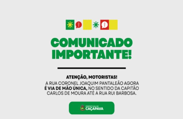 Rua Coronel Joaquim Pantaleão passa a ter mão única em Caçapava