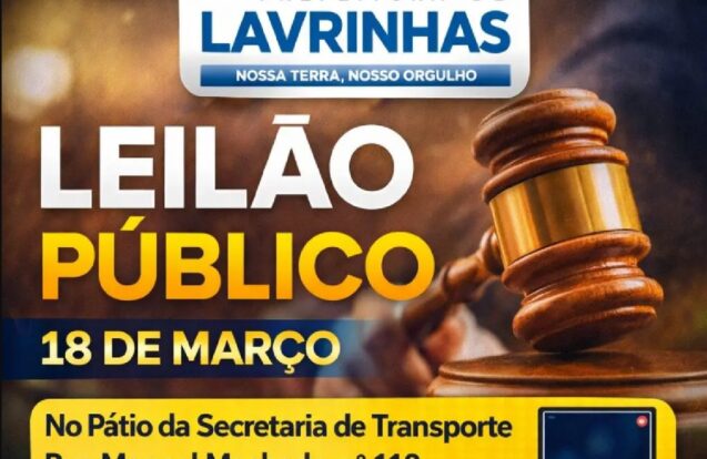Lavrinhas abre leilão público de bens municipais com participação online