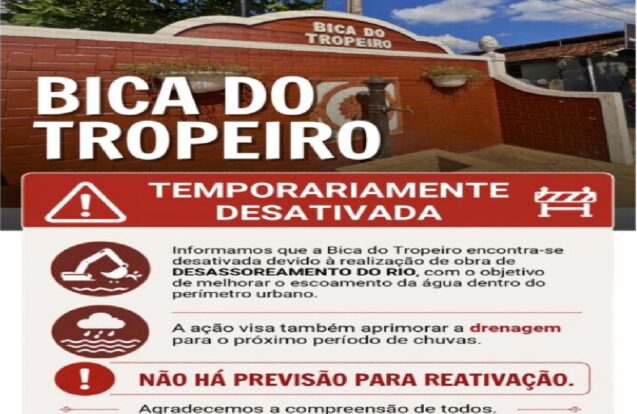 Bica do Tropeiro é fechada temporariamente para obras em Jambeiro