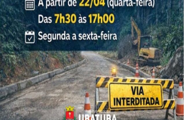 Estrada de Camburi terá bloqueio durante a semana em Ubatuba