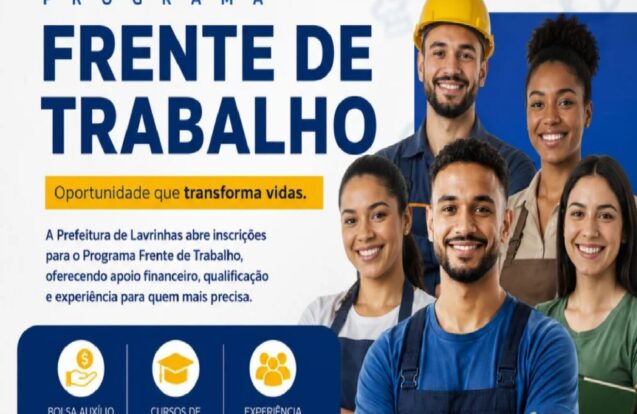Lavrinhas abre inscrições para Frente de Trabalho com bolsa de R$ 800