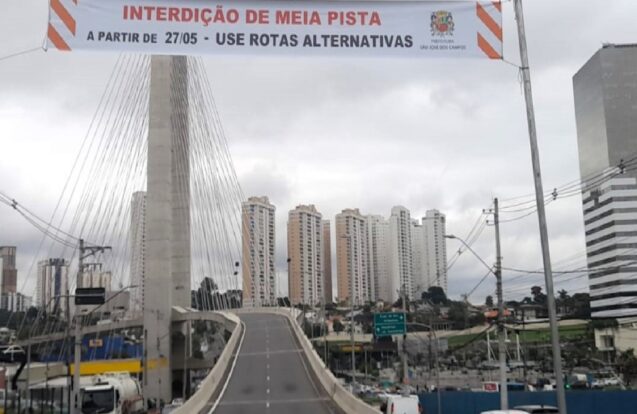 Ponte Estaiada de São José dos Campos terá interdições parciais a partir desta quarta-feira
