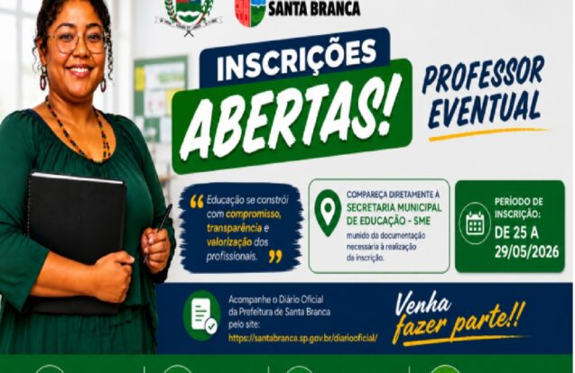 Santa Branca abre processo seletivo para professores eventuais