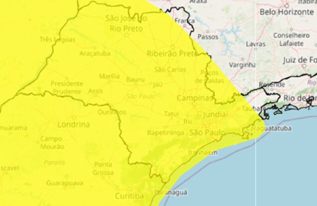 Fim de semana começa com alerta de chuvas intensas no Vale do Paraíba e região