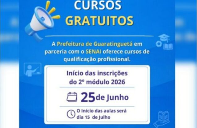Guaratinguetá abre inscrições para cursos gratuitos de qualificação com certificado do SENAI