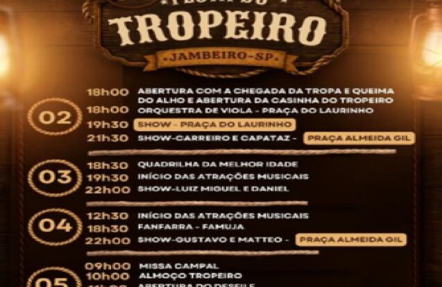 Jambeiro recebe a 39ª Festa do Tropeiro com quatro dias de tradição e grandes shows