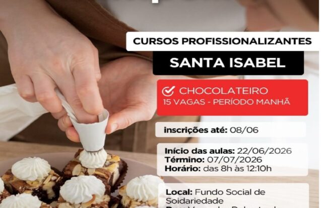 Santa Isabel abre inscrições para curso gratuito de chocolateiro com vagas limitadas