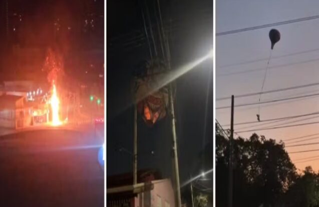 Balões causam curto-circuito e princípio de incêndio em São José dos Campos