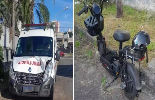 Mulher e criança ficam feridas após acidente com ambulância em São José dos Campos