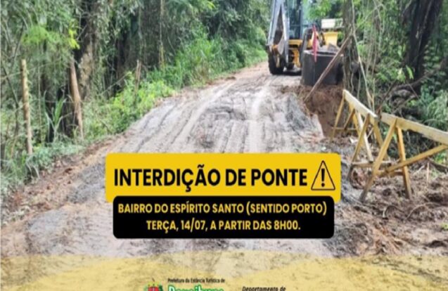 Ponte será interditada para reparos nesta terça-feira em Paraibuna